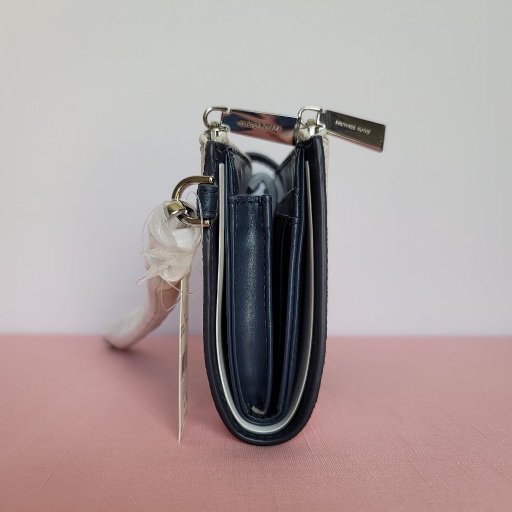 MICHAEL KORS Jet Set Double Zip Signature Phone Wristlet- Ocean Blue Multi 🎈⭐ - Picture 9 of 16